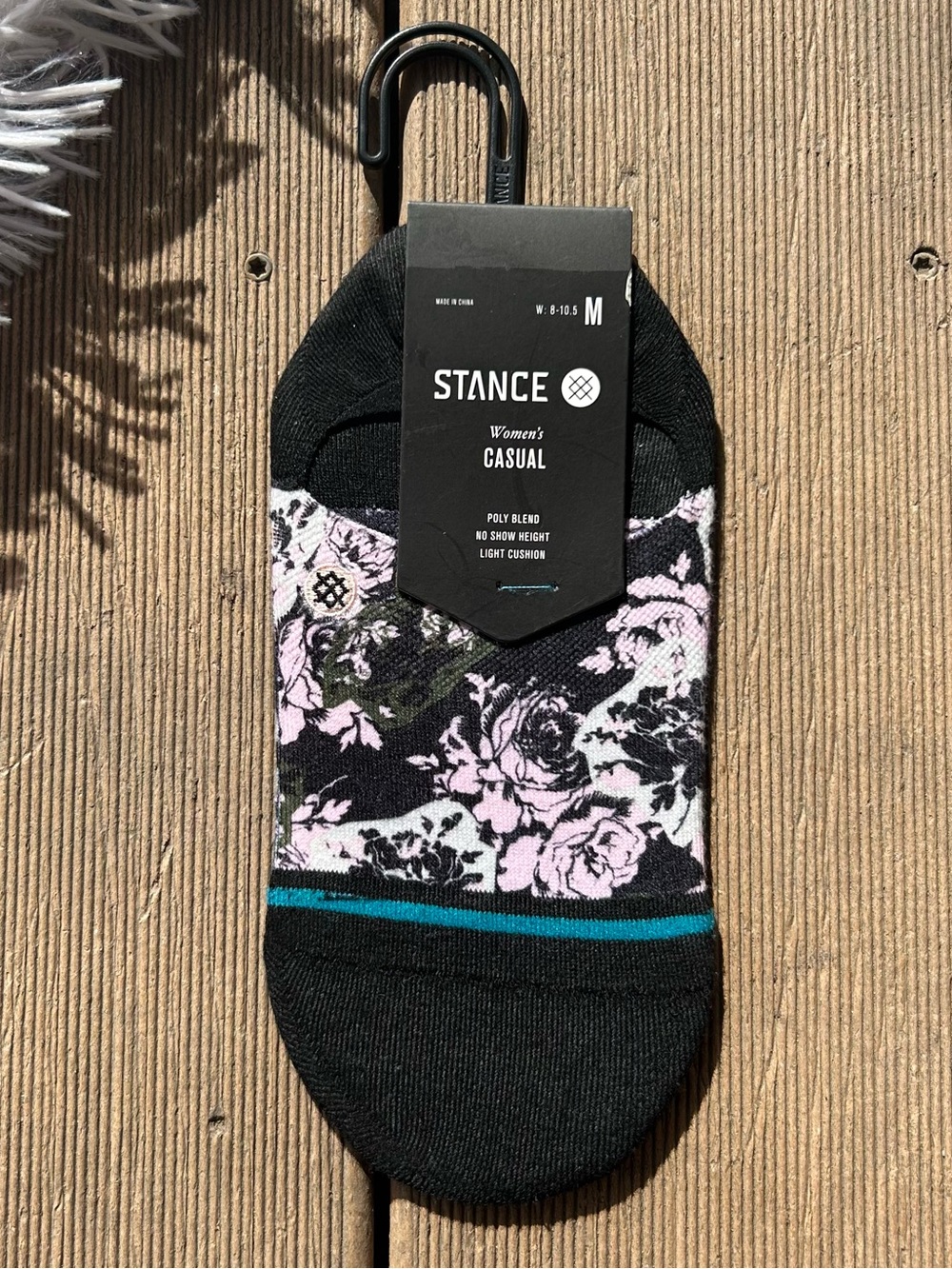 Stance La Vie En Rose No-Show Casual Socks Black Floral Women’s Size Medium NEW